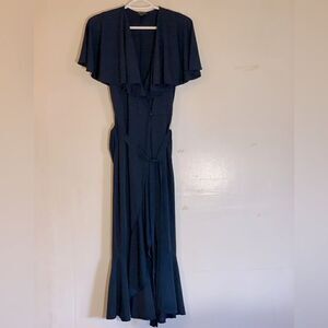 Juicy Couture Black Label Long Cape Dress Blue Stretch w/Belt Sz XS Gorgeous
